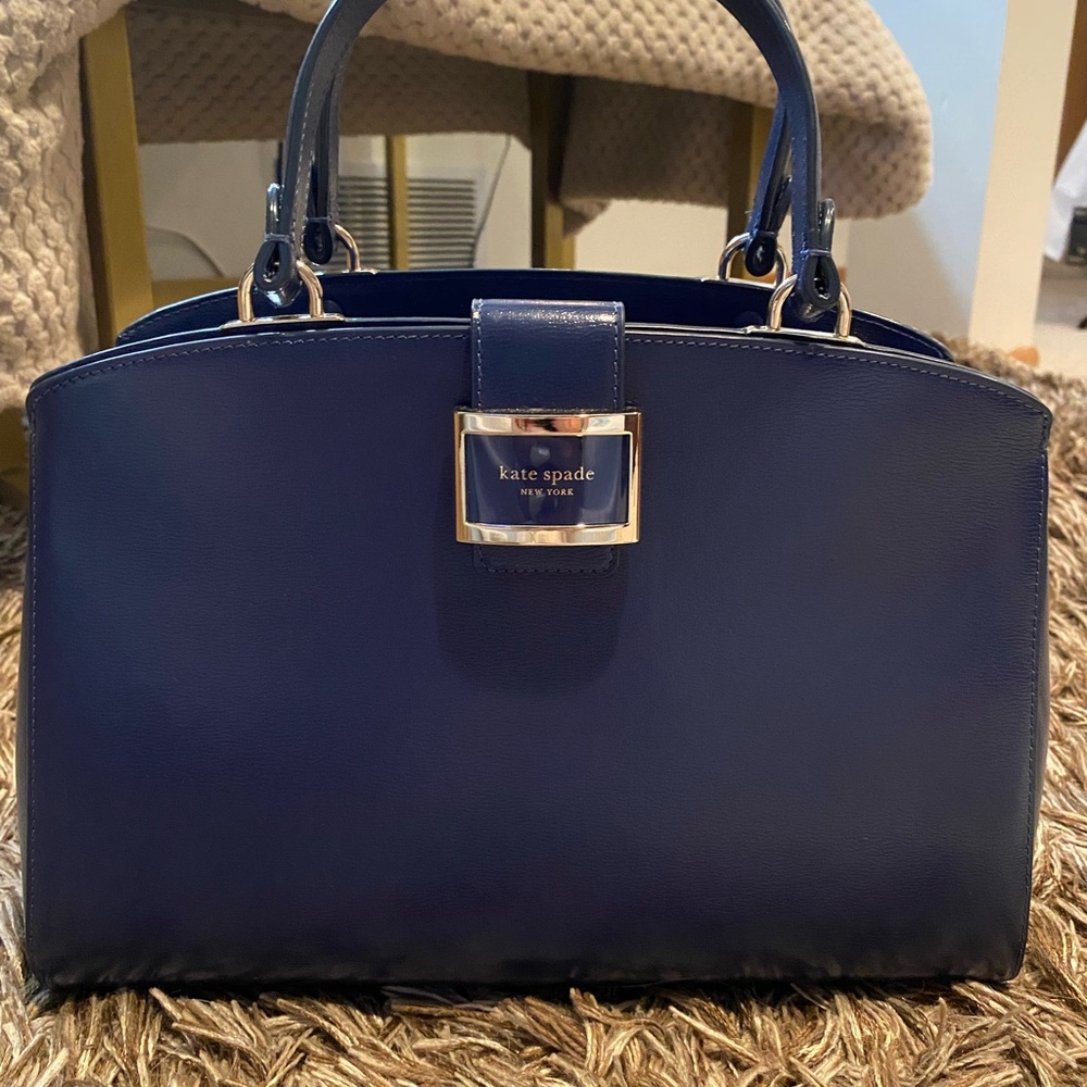 Kate Spade Blue Satchel with Gold Accents